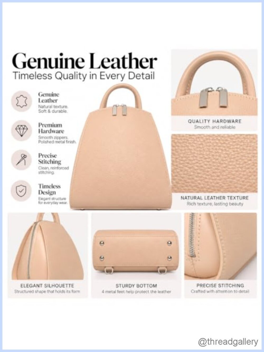 Genuine Leather Mini Backpack Convertible Purse Structured Daypack - Picture 4 of 6